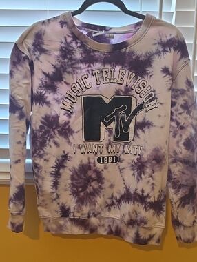 MTV Purple Tie-Dye Pullover Sweatshirt